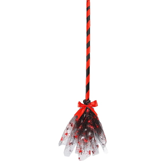 Wizard Broom for Halloween Decorations, 35.4'' Plastic Witch Broomstick Prop for Party Cosplay Wizard Flying Stick for Halloween Party Cosplay Supplies - Red