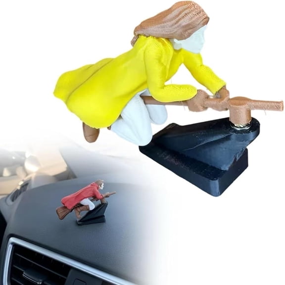 Wizard Broomstick Dashboard Ornament, Motion Activated Car Decor That Drifts & Spins, New Fun Fantasy Gifts for Car Enthusiasts