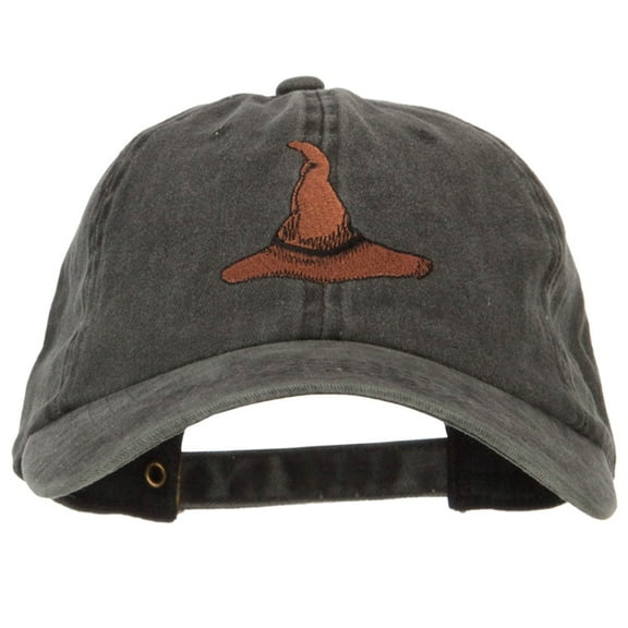 Wizard Brown Hat Embroidered Unstructured Cotton Cap - Black OSFM