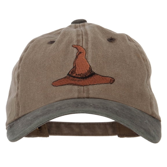 Wizard Brown Hat Embroidered Unstructured Cotton Cap - Khaki Black OSFM