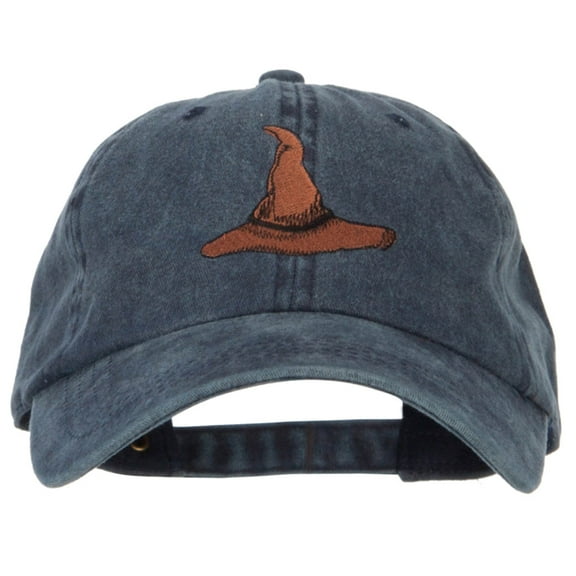 Wizard Brown Hat Embroidered Unstructured Cotton Cap - Navy OSFM
