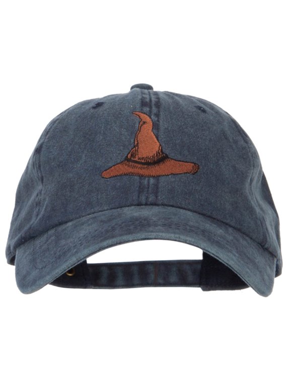 Wizard Brown Hat Embroidered Unstructured Cotton Cap - Navy OSFM