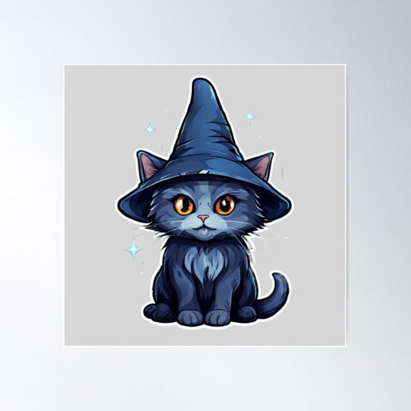 Wizard Cat Poster Wall Art, Modern Wall Decor For Living Room Bedroom, 30x30 UNFRAMED
