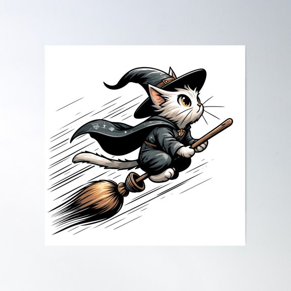 Wizard Cat Poster Wall Art, Modern Wall Decor For Living Room Bedroom, 30x30 UNFRAMED