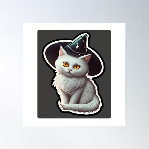 Wizard Cat With Orange Eyes, Card Poster Wall Art, Modern Wall Decor For Living Room Bedroom, 30x30 UNFRAMED