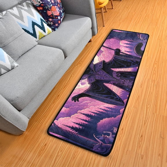 Wizard Cat with Moon Hallway Runner Rug 2'X6' Non-Slip Washable Carpet Runner Kitchen Entryway Laundry Bedroom