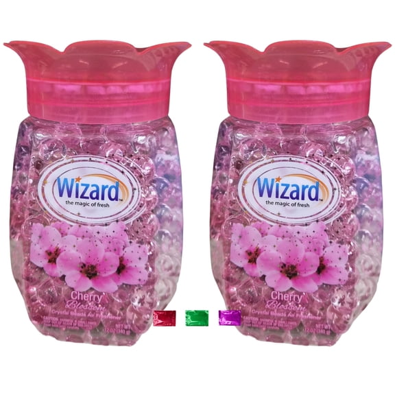 Wizard Cherry Blossom Crystal Beads Air Freshener 12 Oz 2 Pack, Odor Remover Long-Lasting Floral Scent, Odor Remover & Neutralizer for Home Closet Car Office w/ Snoep in Beperkte Oplage