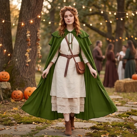 Wizard Cosplay, Wizard Costume, Witch Costume Cloak, Historical Cape, Medieval Hooded Cloak, Renaissance Hooded Cloak for Women Men, Adult Medieval Cape With Hood, Viking Cloak, Green L