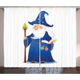 thumbnail image 1 of Ambesonne Wizard Curtains 2 Panel Set, Old Wise Sorcerer, 108" x 108", Multicolor, 1 of 3