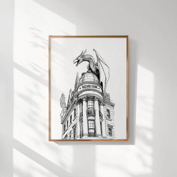 Wizard Dragon Fantasy Nursery Wall Art Decor Unframed Paper Print