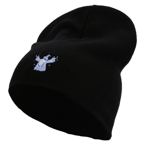 Wizard Embroidered Big Size Superior Cotton Short Knit Beanie - Black XL-3XL
