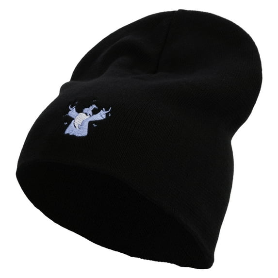 Wizard Embroidered Big Size Superior Cotton Short Knit Beanie - Black XL-3XL