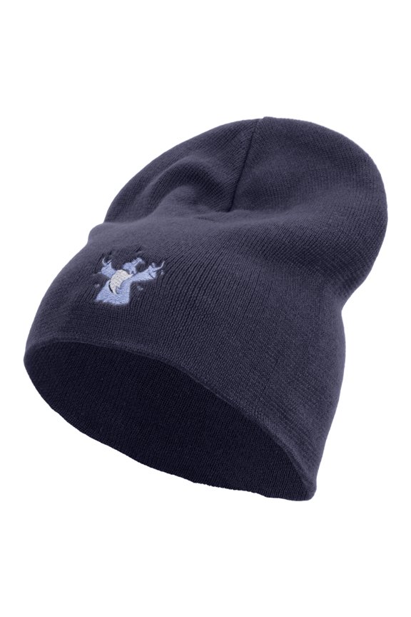 Wizard Embroidered Big Size Superior Cotton Short Knit Beanie - Navy XL-3XL