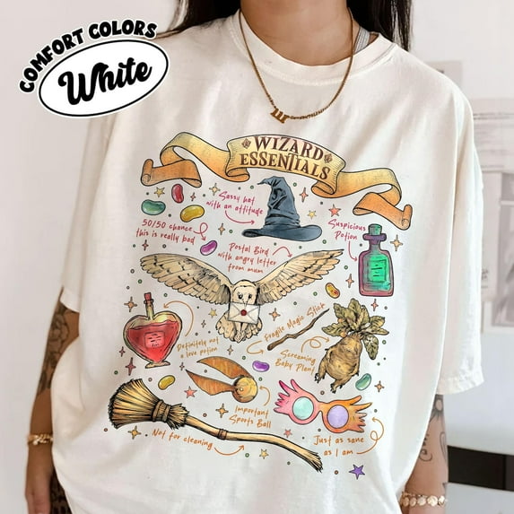 Wizard Essentials Comfort Colors Shirt, Wizarding World TShirt For Fan, Halloween Fall Season Tee, Gift For Book Lover T-shirt,Blossom color,size S