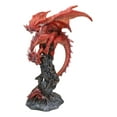 thumbnail image 1 of Wizard Fantasy Red Volcanic Dragon Perching On Rune Stone Tower Rock Figurine, 1 of 9