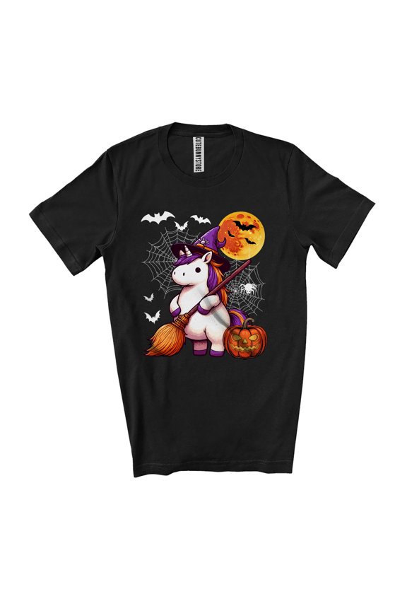 Wizard Fat Unicorn Witch; Humorous Halloween Moon Unicorn Witch Cosplay; Family Group Unisex T-Shirt