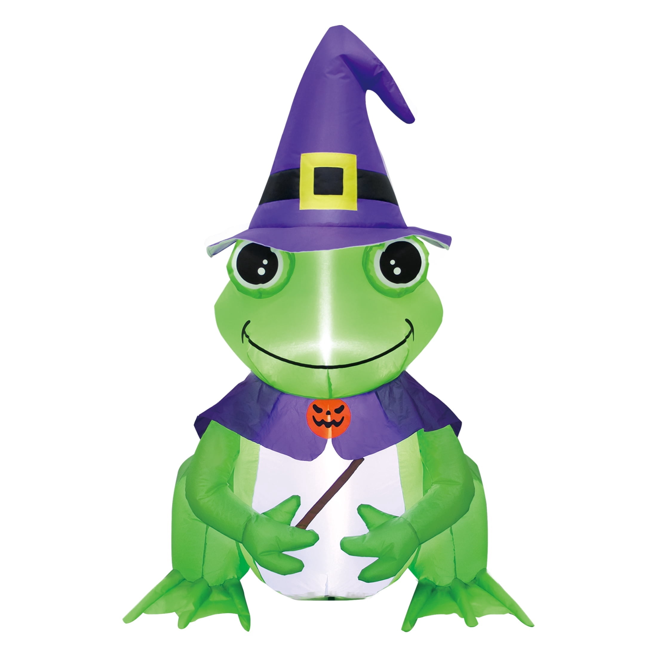 Fat Wizard Frog Wizard Frog Airblown Yard Inflatable, Purple and Green, 3.5', Halloween ...