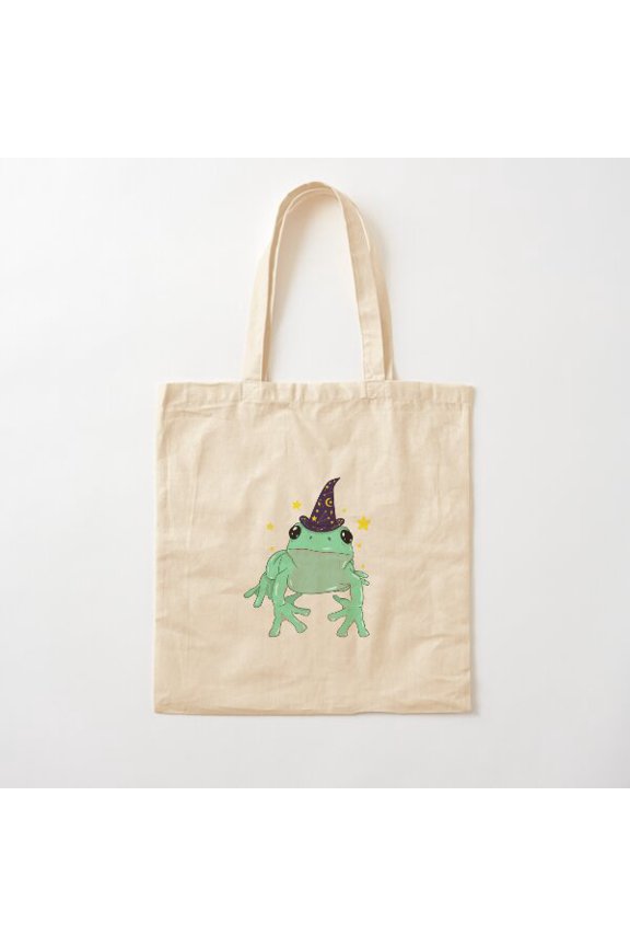 Wizard Frog Canvas Tote Bags, Reusable Shopping Bag