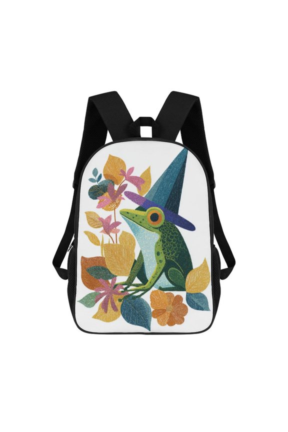 Wizard Frog Floral Autumn Scene Backpack Backpack Student Backpack Cartoon Canvas Backpack