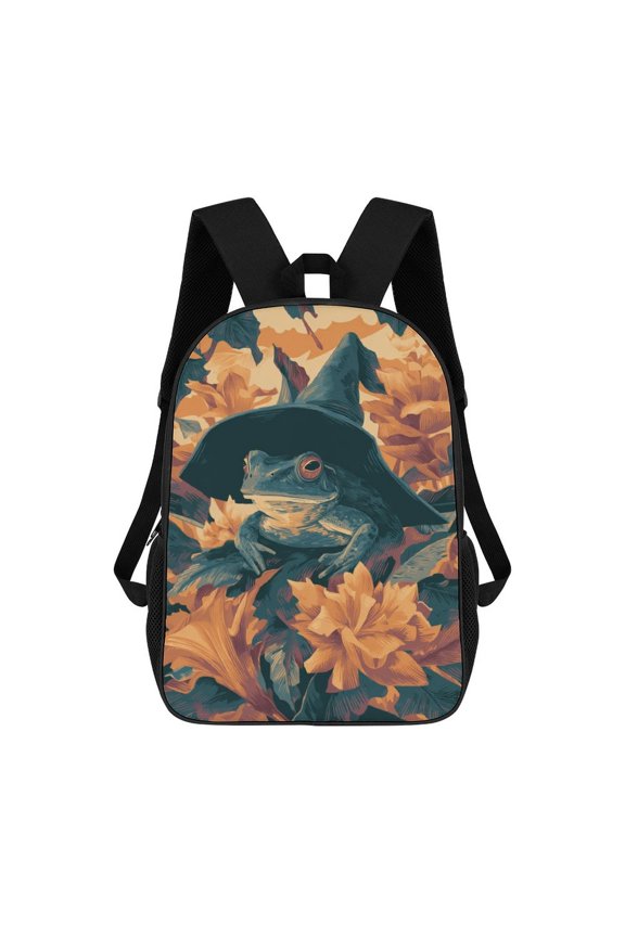 Wizard Frog Floral Hat Autumn Bliss Backpack Backpack Student Backpack Cartoon Canvas Backpack