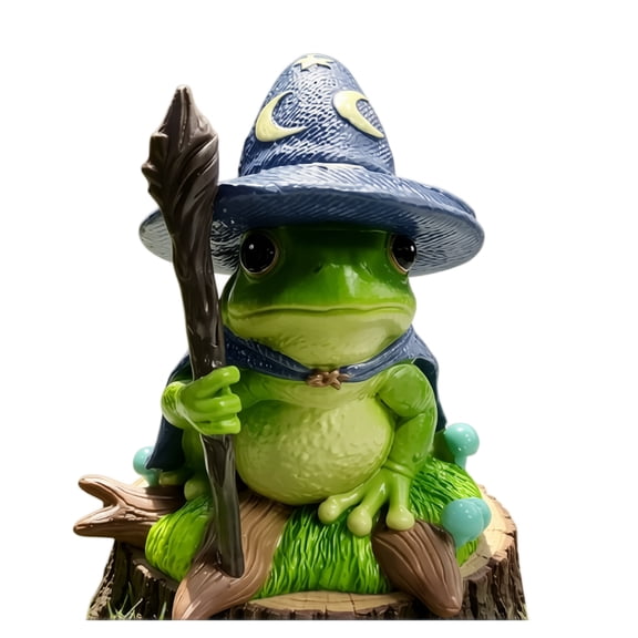 Wizard Frog Resin Figurine Halloween Cartoon Magic Frog Decoration Miniature Tabletop Scene Ornament Crafted Display Piece