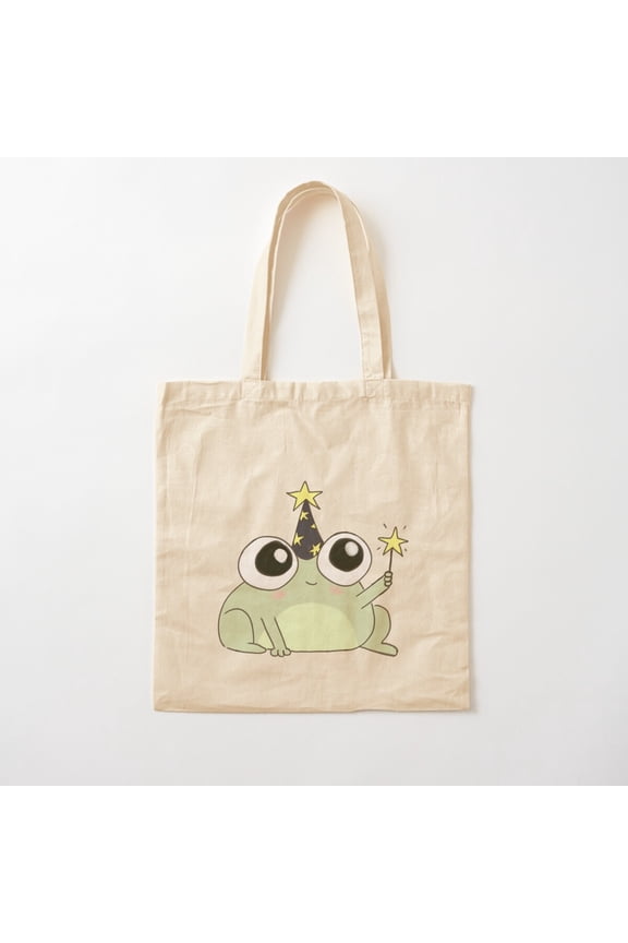 Wizard Frog, The Cute Magic Rogy The Froggie Canvas Tote Bags, Reusable Shopping Bag