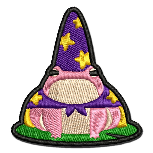 Wizard Frog Toad on Lilypad Applique Multi-Color Embroidered Hook & Loop Patch - 2.5 Inch Small