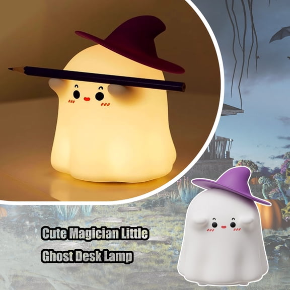Wizard Ghost Night Light, Halloween Silicone Tap Light, USB Charging Speed Dimming Atmosphere Light - Warm Light Version