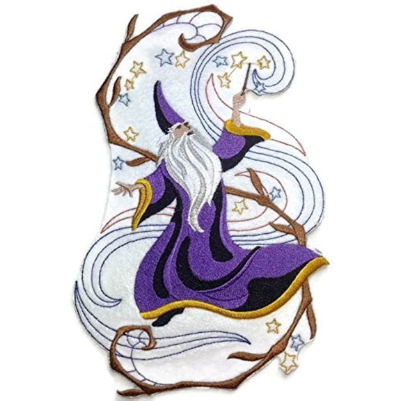 Wizard In Fantasy garden Embroidered Iron on/Sew patch [ 5.85 X 8.8 ]