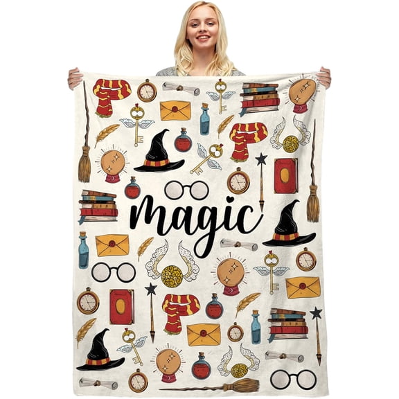 Wizard Magic Blanket for Users Teenagers, Wizard Gifts for Men Women men, Magical Witch Blanket, Witchy Blankets, Magical Movie Wizardry Designs for Magic Lovers Home Decor 50x 60