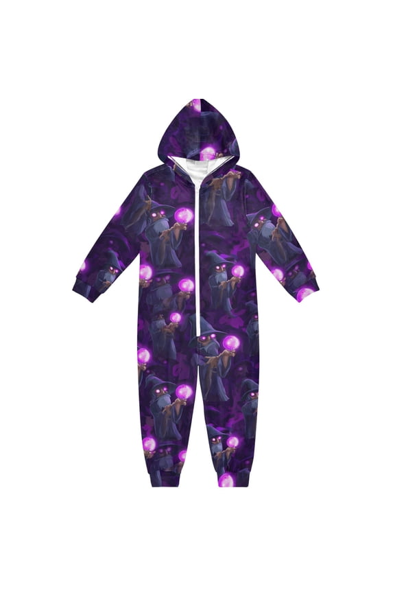 Wizard Magic Orb One Piece Pajamas Soft Jumpsuit Cozy Sleep and Play Romper Zipper and Pockets 12-13Y