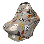 Wizard Movie Harry Potter Pattern Carseat Cover Boy and Girls - Multi-use Nursing Car Seat Canopy Cover for Breastfeeding, Infant Stroller Cover, High Chair Cover