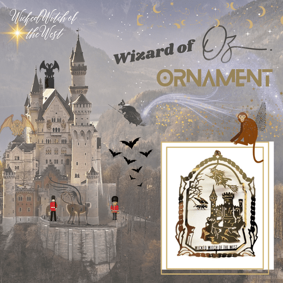 Wizard Of Oz Christmas Ornament Wicked Witch Of The West Flying Monkey Evil Castle