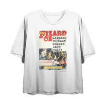 Wizard Of Oz Distressed Movie Cast Poster Women's White Crew Neck Short Sleeve Crop Tee-Medium