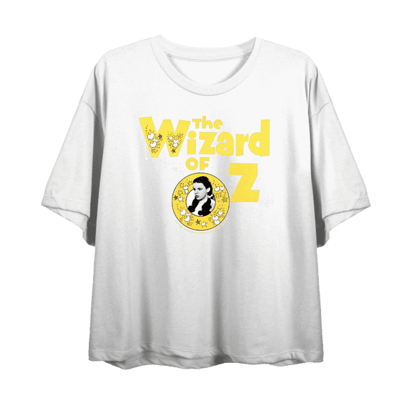 Wizard Of Oz Dorothy Vintage Logo Women's White Crew Neck Short Sleeve Crop Tee-XL