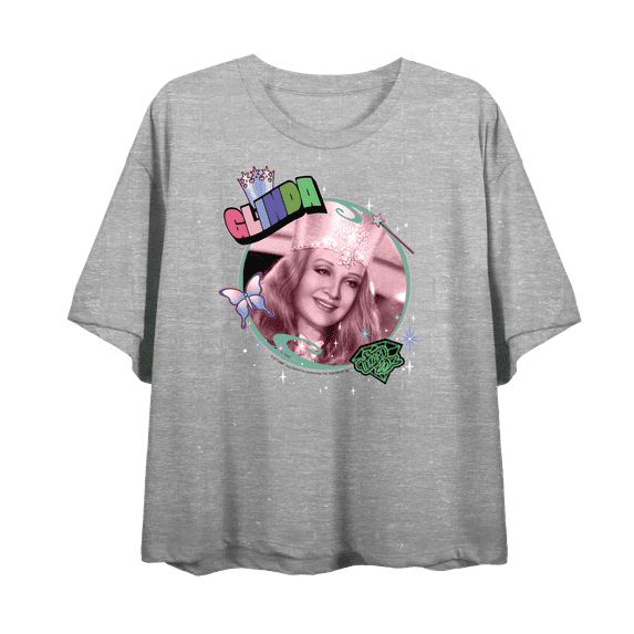 Wizard Of Oz Glinda
Women's Heather Gray Crew Neck Short Sleeve Crop Tee-Medium