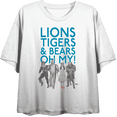 thumbnail image 1 of Wizard Of Oz Lions Tigers & Bears Oh My
 Women's White Crew Neck Short Sleeve Crop Tee-XS, 1 of 4