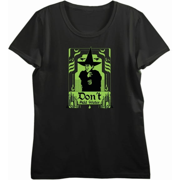 Wizard Of Oz Wicked Witch Don't Add Water Women's Black Crew Neck Short Sleeve Crop Tee-Medium