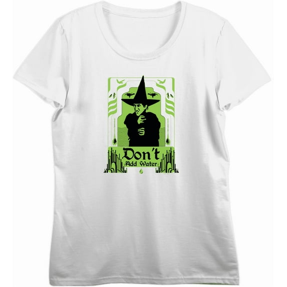Wizard Of Oz Wicked Witch Don't Add Water Women's Vivid White Crew Neck Short Sleeve Crop Tee-Medium