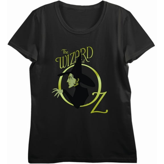 Wizard Of Oz Wicked Witch Logo  Women's Black Crew Neck Short Sleeve Crop Tee-Large