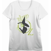 Wizard Of Oz Wicked Witch Logo  Women's Vivid White Crew Neck Short Sleeve Crop Tee-Medium