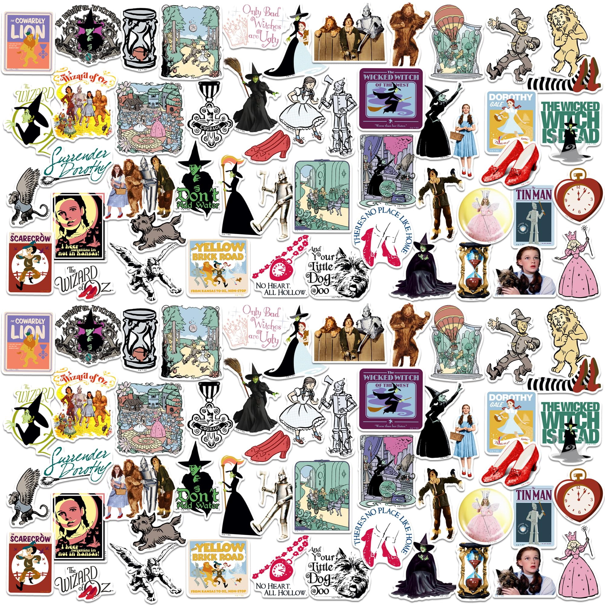 The Wizard of Oz 100ct Vinyl Large Deluxe Stickers Variety Pack  Dorothy, Wicked Witch, Yellow Brick Road, Emerald City & Classic Film Artwork, Laptop, Water Bottle, Scrapbooking, Indoor/Outdoor
