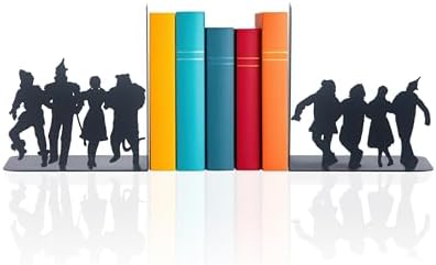 Wizard Of Oz Metal Bookends - Dorothy, Scarecrow, Tin Man, Cowardly Lion Set (7x6x5 In)