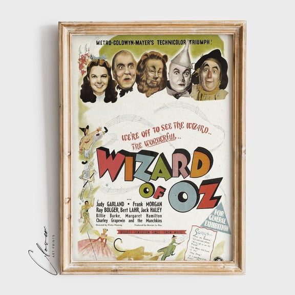 Wizard Of Oz Vintage Art Print For Studio Wall Decor, Old Movie Collection, Musical Prints Gallery Wall, Production House Decor Home Decor #132, Unframed Canvas Size 8x12