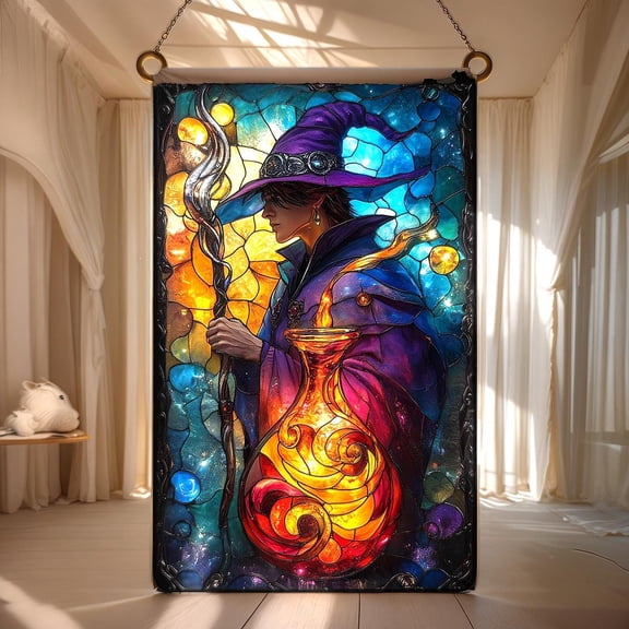 Wizard Potion Faux Wavy Acrylic Wavy Acrylic Suncatcher, Fantasy Magic Window Hanging Decor, Gift For Book Lover Or Halloween Fan