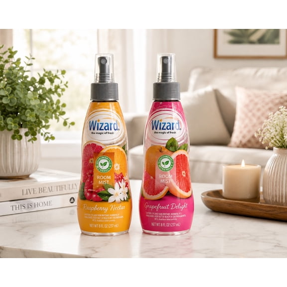 Wizard Room Mist Air Freshener Spray Variety Pack  Raspberry Nectar & Grapefruit Delight, 8 fl oz Each, 2 Pack