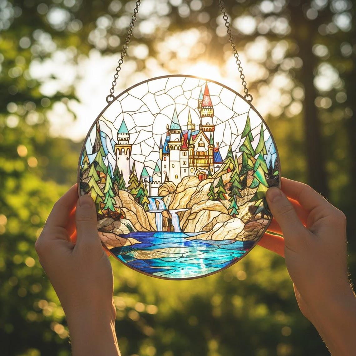Wizard School Castle Acrylic Faux Glass Suncatcher, Magical Window ...