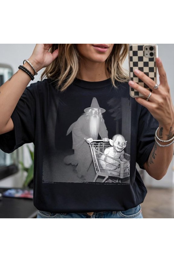 Wizard Shopping Fantasy Graphic Shirt Vintage Black White Movie Scene Art Tee Comfort Colors Unisex Cotton T-Shirt, Sizes S-3XL