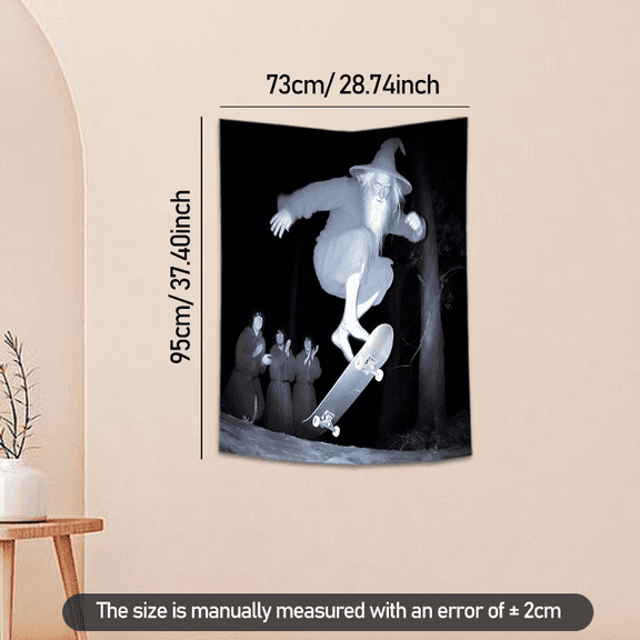 Wizard Skateboarding Tapestry 37x29 Inches Fantasy Wall Hanging for Bedroom Living Room Decor