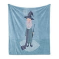 thumbnail image 1 of Wizard Soft Flannel Fleece Throw Blanket, Wizard Holding a Magic Wand in His Hand and Smiling on Blue Background, Cozy Plush for Indoor and Outdoor Use, 50" x 60", Pale Blue Dark Blue, by Ambesonne, 1 of 6